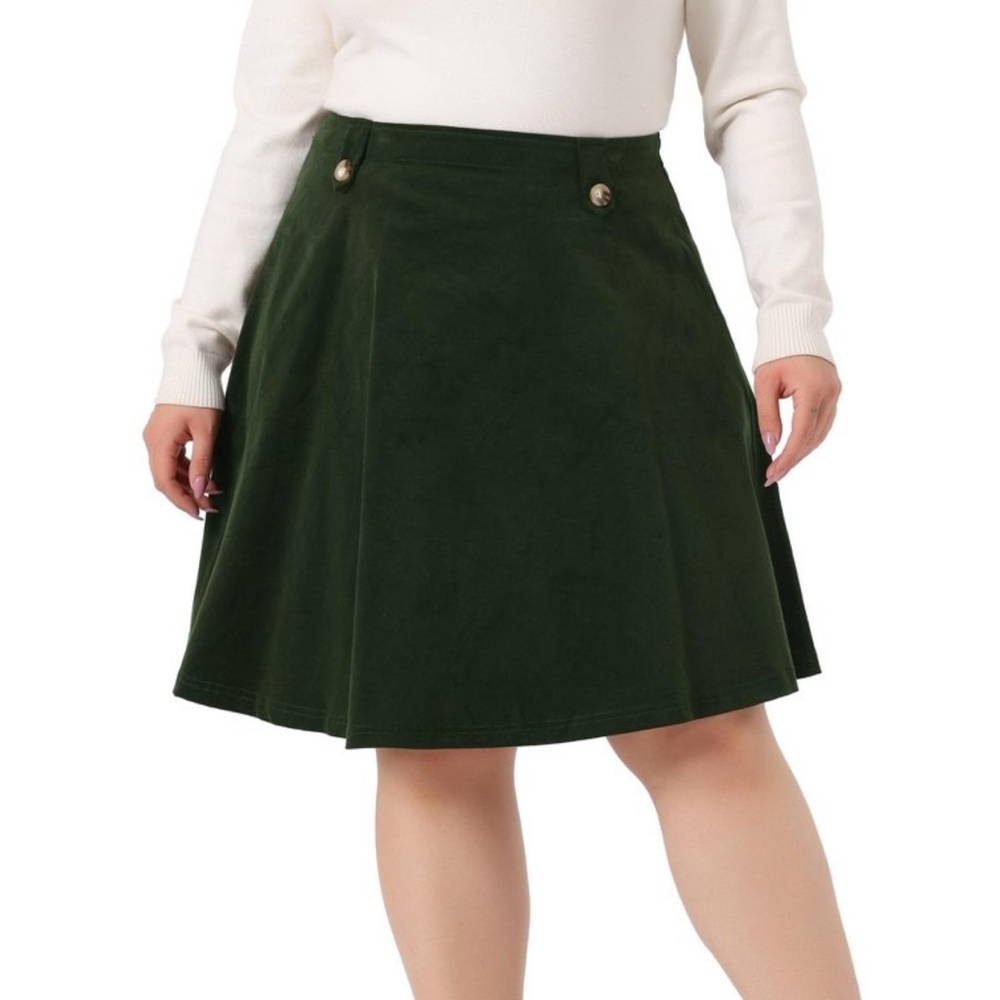 Agnes Orinda Women's Plus Size
Corduroy Holiday Elastic Waist A-Line Skirt